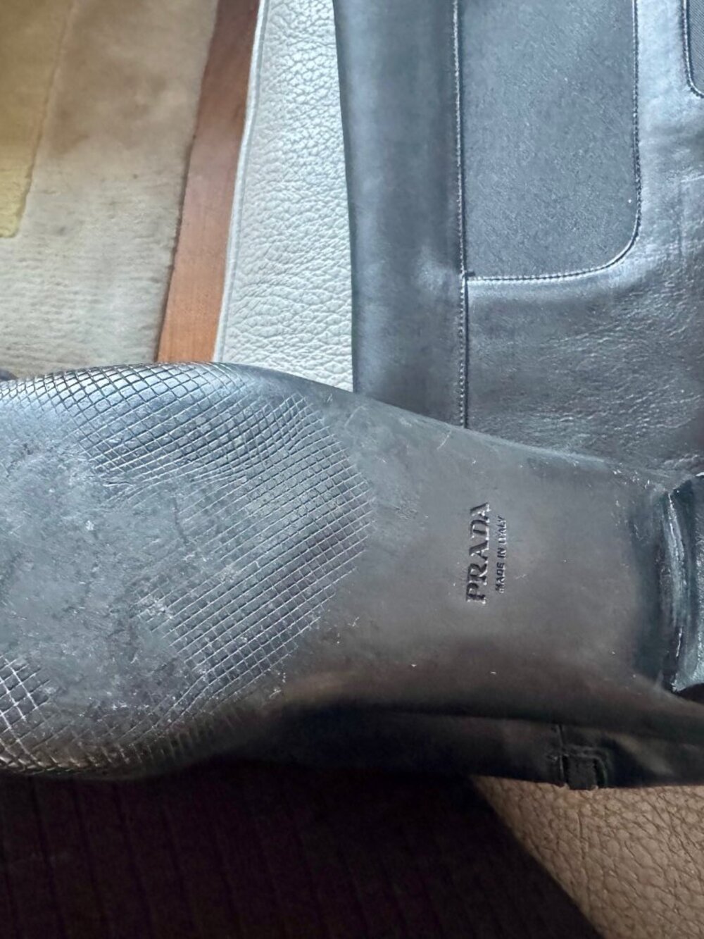 Prada black leather boots size 9 (Prada 38.5) - Picture 6 of 10